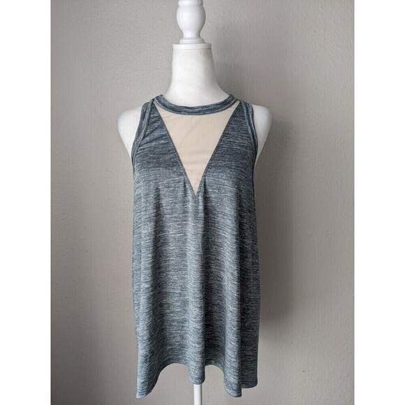 Athleta Utopia Heather Blue Mesh Racerback Tank Large - Picture 1 of 7